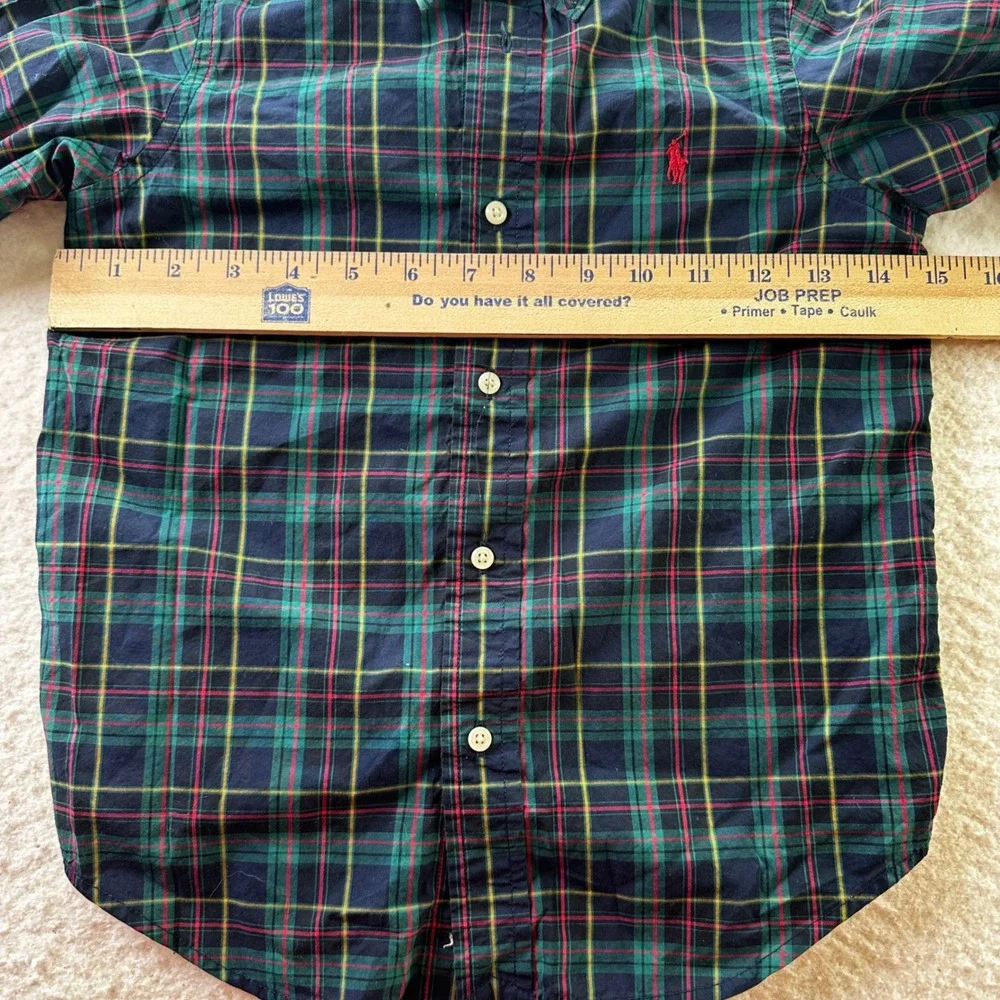 Ralph Lauren Plaid Button Down Shirt Long Sleeve Classic Fit Kids Sz S Red Pony‎
